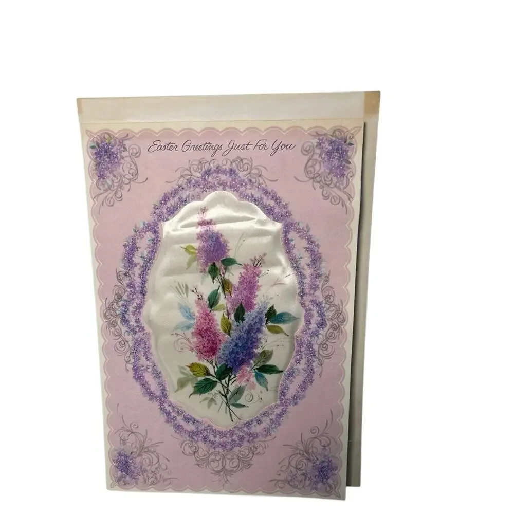 Vtg 1950’s American Greetings lilac Framed 3D Easter Card, NOS, USA